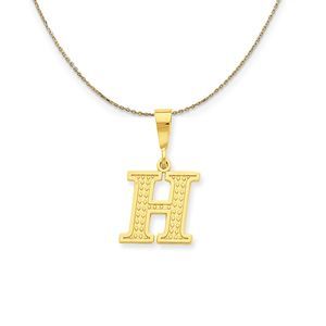14k Yellow Gold, Ashley, Initial H Necklace - 18 Inch